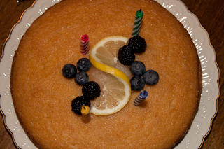 Lemon Pound Cake decorated with lemon and berries Submitted by Lemon Zesty Cake with Berry Decorations
