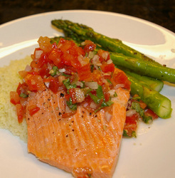Poached Salmon with Tomato-Basil Salsa Submitted by MHC