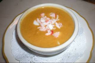 Seafood Bisque Topped with Lobster Meat Submitted by Mya Z.