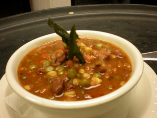 Beef Vegetable Soup Garnished with Sage Submitted by Mya Z.