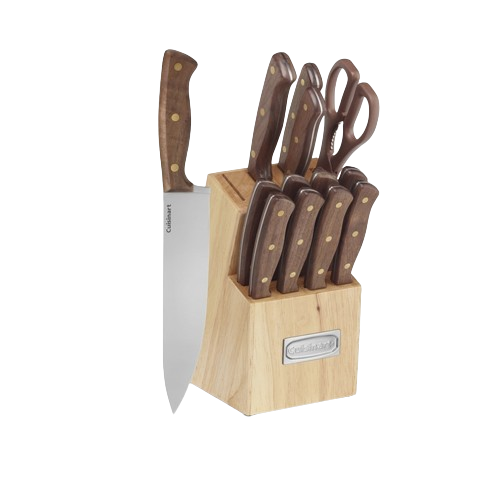 Walnut Triple Rivet 14 Piece Knife Block Set - Cuisinart