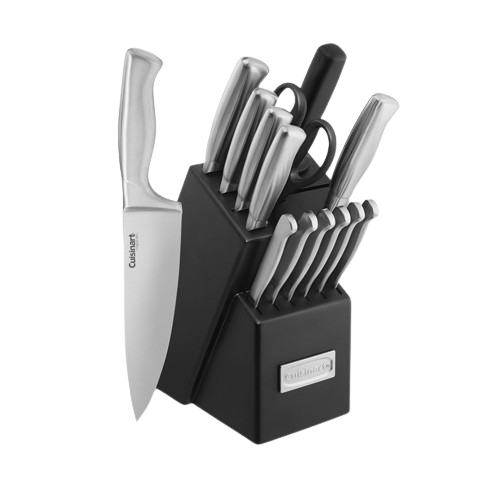 15pc Stainless Steel Hollow Handle Knife Block Set - Cuisinart