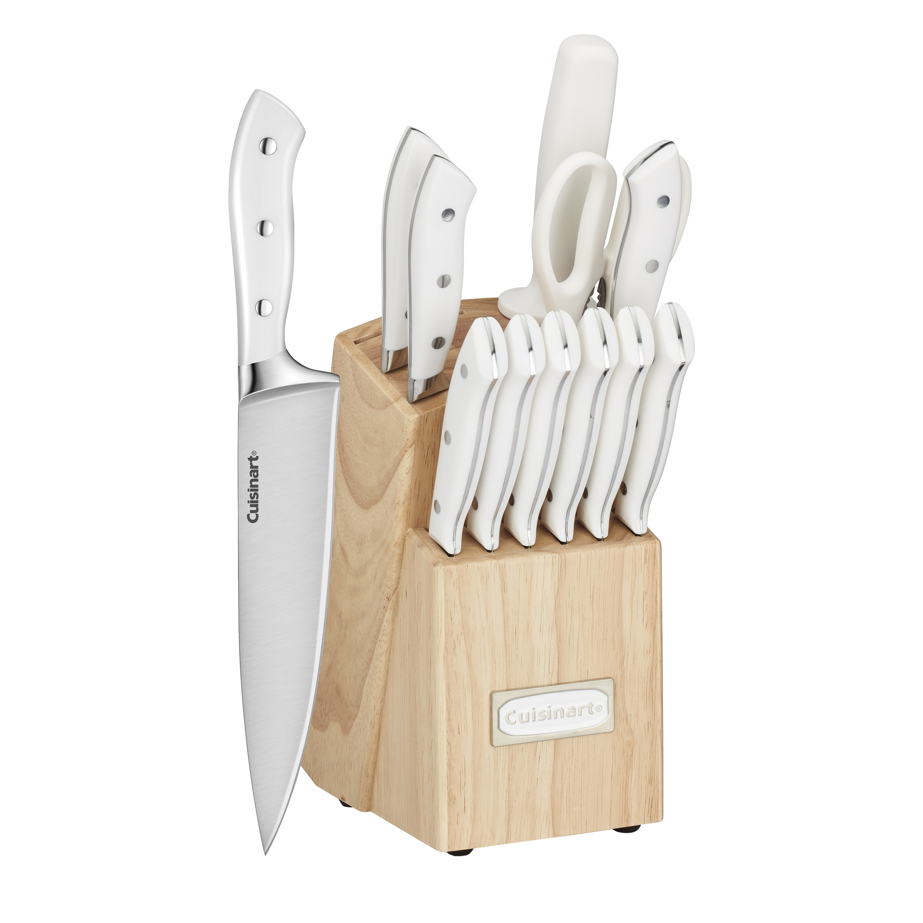 Discontinued 13pc White Triple Rivet Knife Block Set - Cuisinart