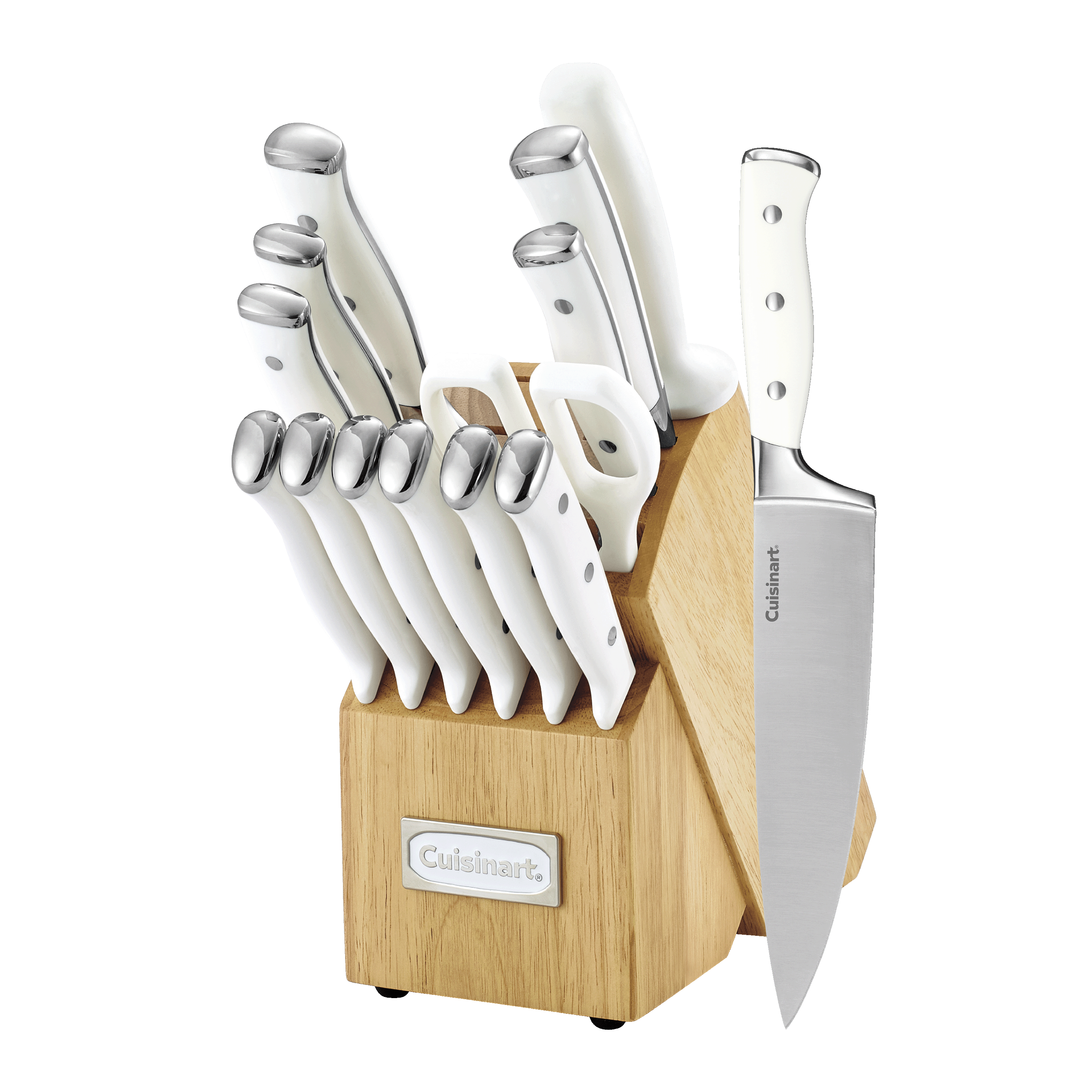 15pc Triple Rivet Knife Block Set (White) |- Cuisinart